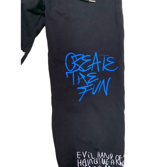 Taka Original Womens Sz Small Jogger Sweatpants Black Y2K Graphic Art Drawstring - Picture 4 of 9